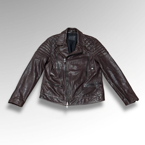 AllSaints Conroy Brown Leather Biker Jacket 🟤
